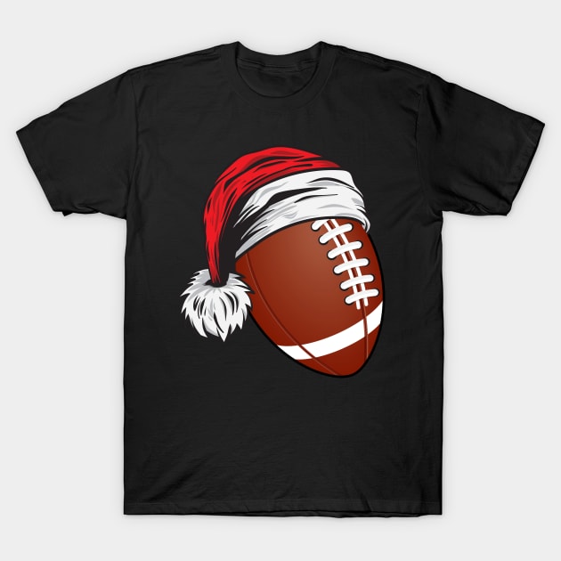 Christmas Football Ball With Santa Hat - Funny Sport X-mas print T-Shirt by theodoros20